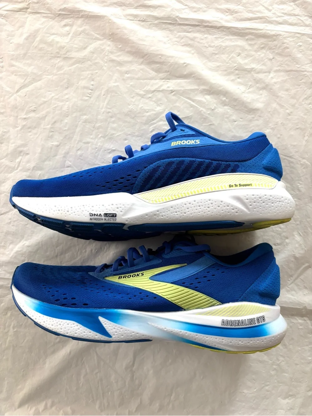 NWOT Brooks Adrenaline Blue Yellow GTS 24 Running Sneakers Shoes SZ 10.5